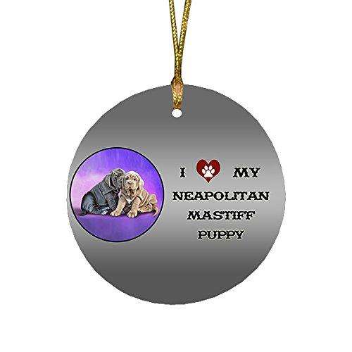 I Love My Neapolitan Mastiff Puppy Dog Round Christmas Ornament