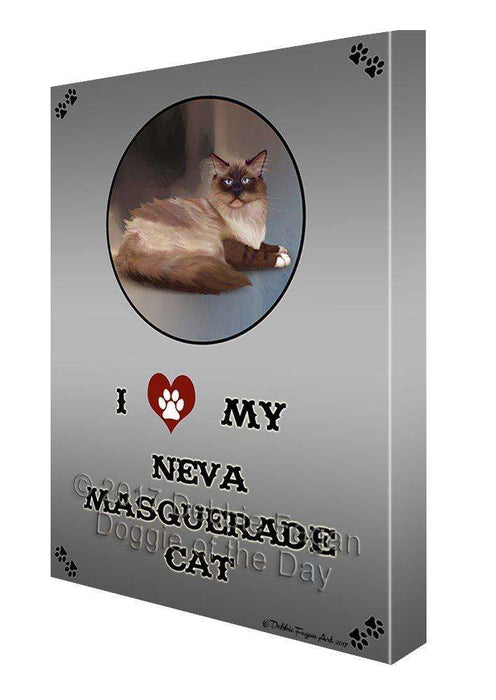 I Love My Neva Masquerade Cat Canvas Wall Art D182