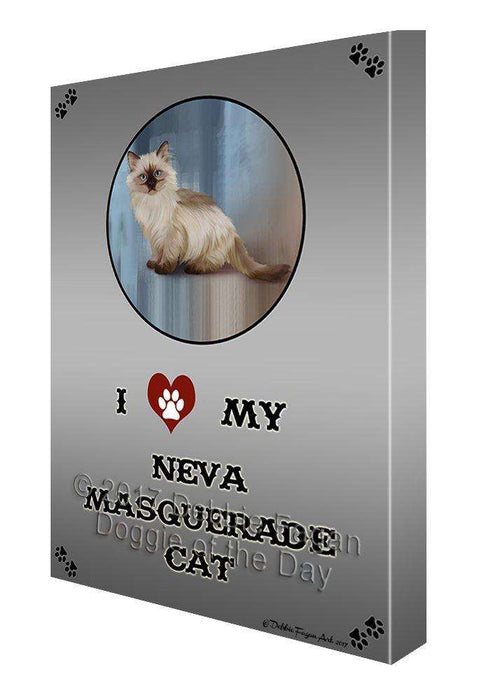 I Love My Neva Masquerade Cat Canvas Wall Art D183