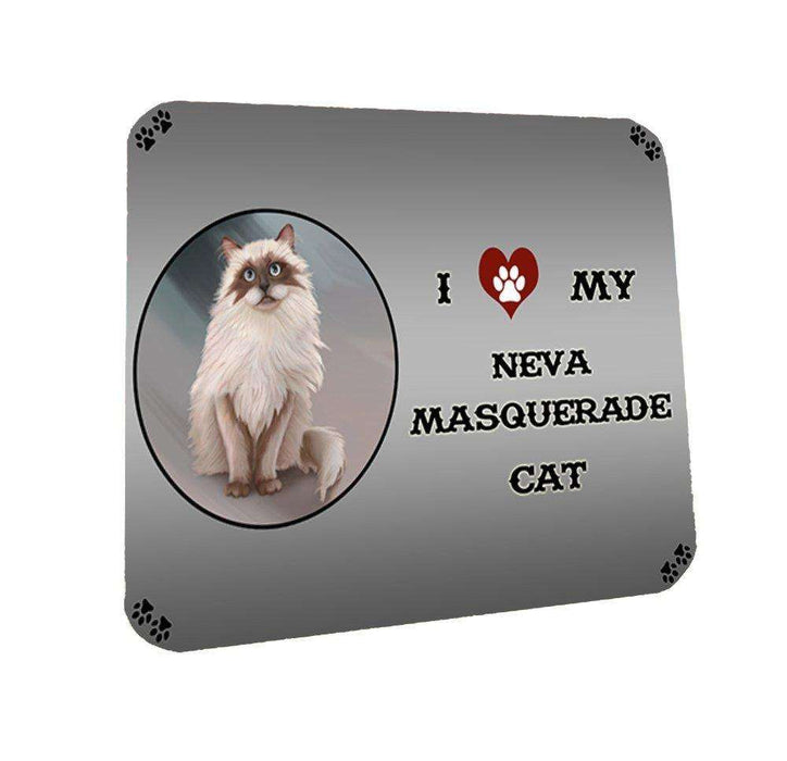 I Love My Neva Masquerade Cat Coasters Set of 4