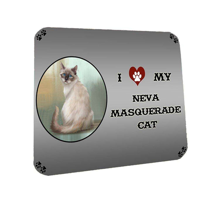 I Love My Neva Masquerade Cat Coasters Set of 4