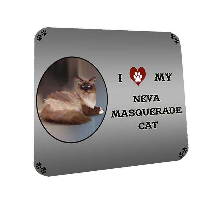 I Love My Neva Masquerade Cat Coasters Set of 4