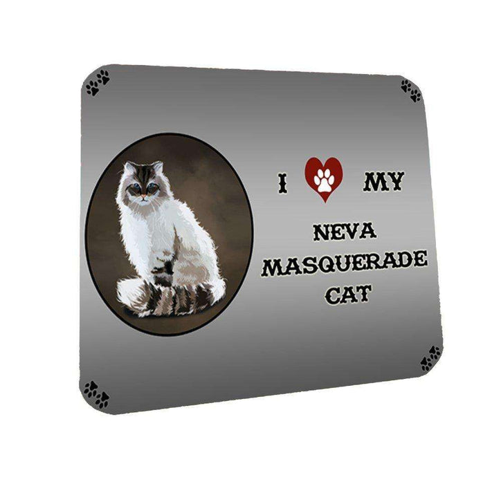 I Love My Neva Masquerade Cat Coasters Set of 4