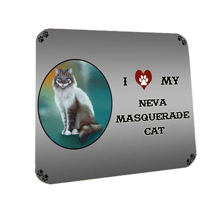 I Love My Neva Masquerade Cat Coasters Set of 4