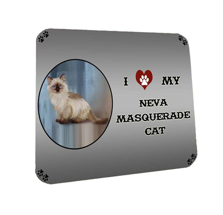 I Love My Neva Masquerade Cat Coasters Set of 4