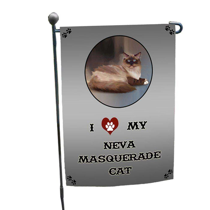 I Love My Neva Masquerade Cat Garden Flag