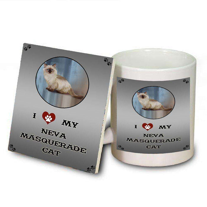 I Love My Neva Masquerade Cat Mug and Coaster Set