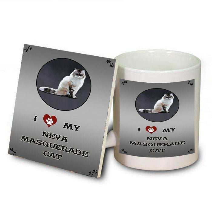 I Love My Neva Masquerade Cat Mug and Coaster Set