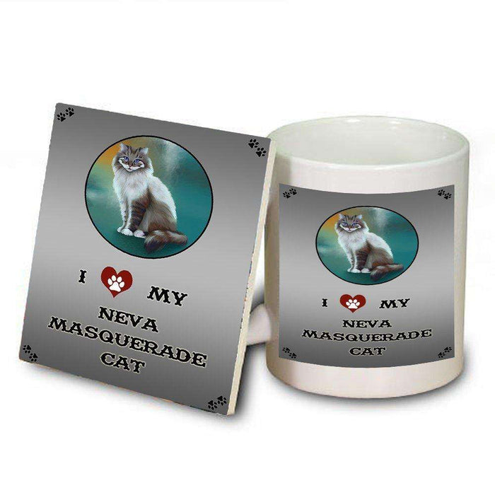 I Love My Neva Masquerade Cat Mug and Coaster Set