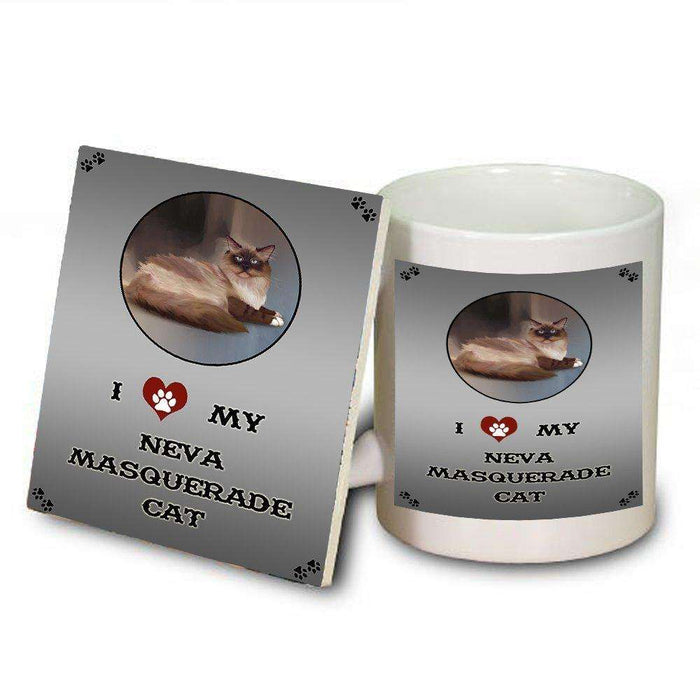 I Love My Neva Masquerade Cat Mug and Coaster Set