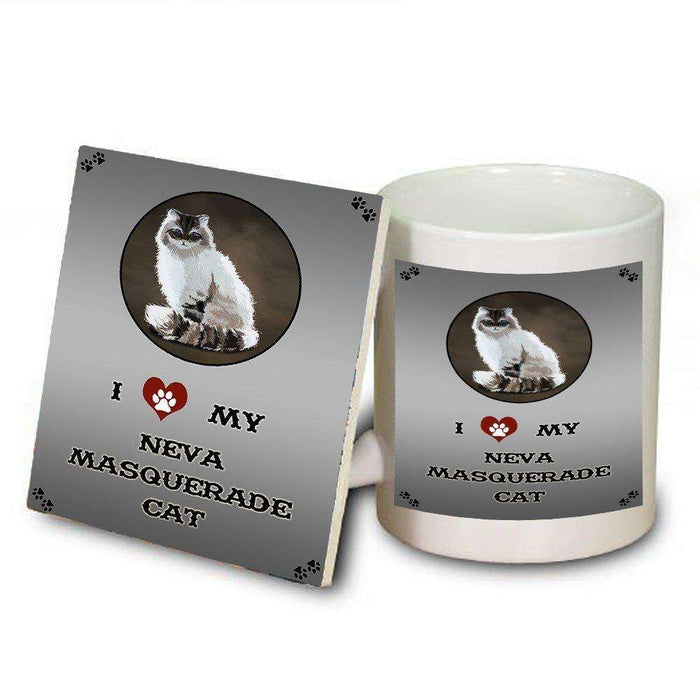 I Love My Neva Masquerade Cat Mug and Coaster Set