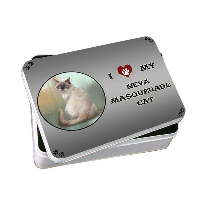 I Love My Neva Masquerade Cat Photo Storage Tin