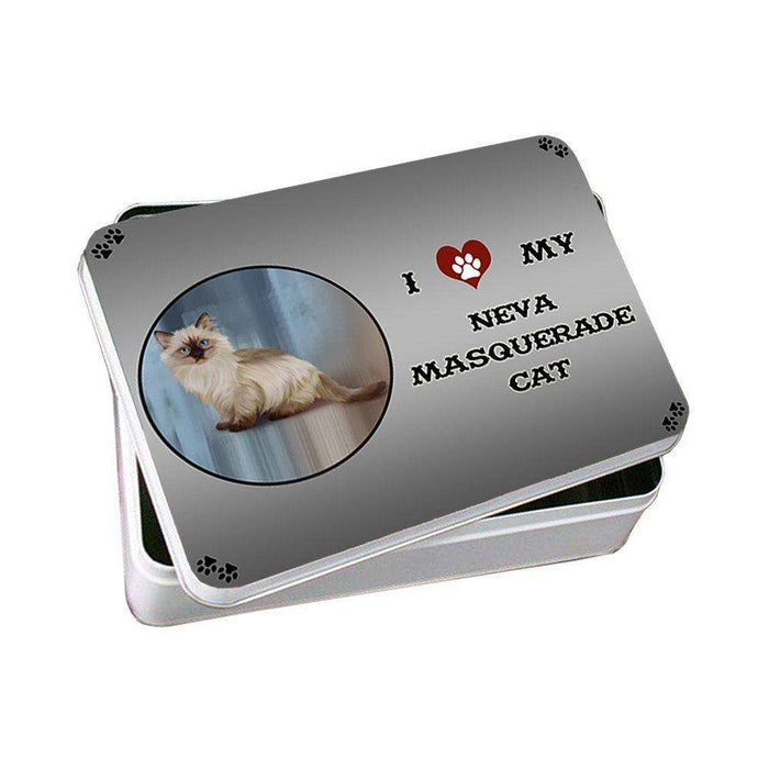 I Love My Neva Masquerade Cat Photo Storage Tin