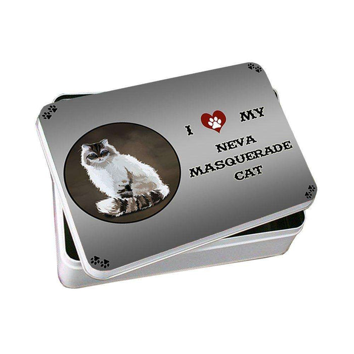 I Love My Neva Masquerade Cat Photo Storage Tin