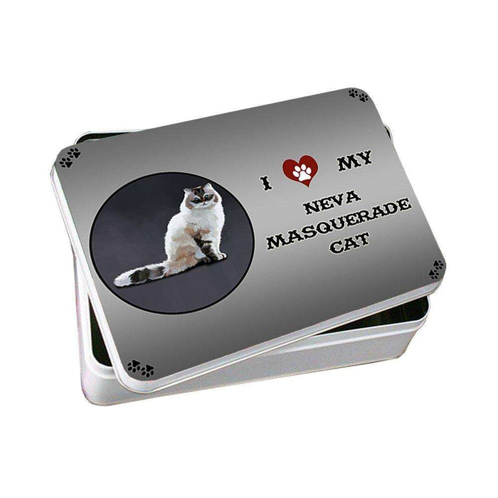 I Love My Neva Masquerade Cat Photo Storage Tin