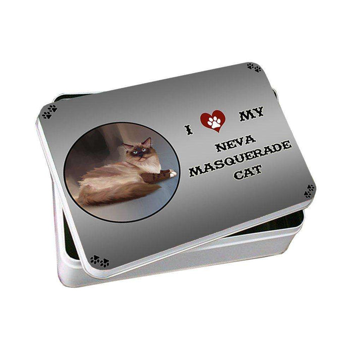 I Love My Neva Masquerade Cat Photo Storage Tin