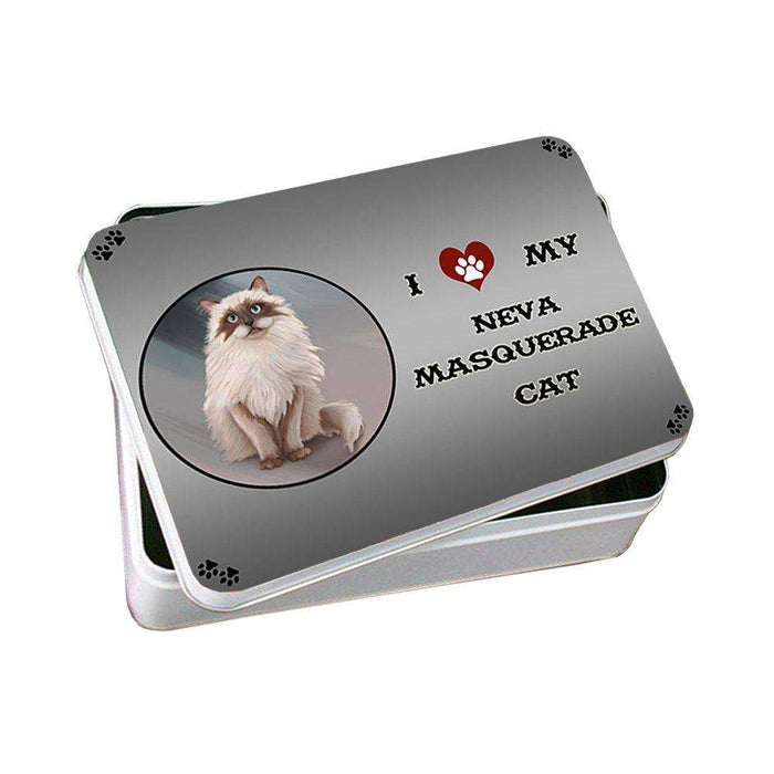 I Love My Neva Masquerade Cat Photo Storage Tin