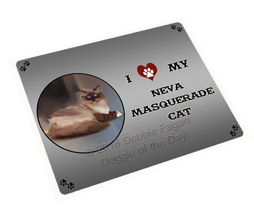 I Love My Neva Masquerade Cat Tempered Cutting Board