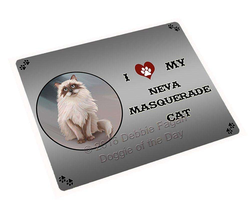 I Love My Neva Masquerade Cat Tempered Cutting Board