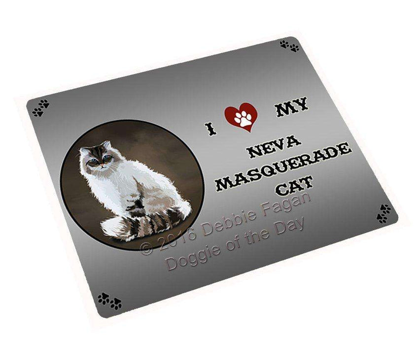 I Love My Neva Masquerade Cat Tempered Cutting Board