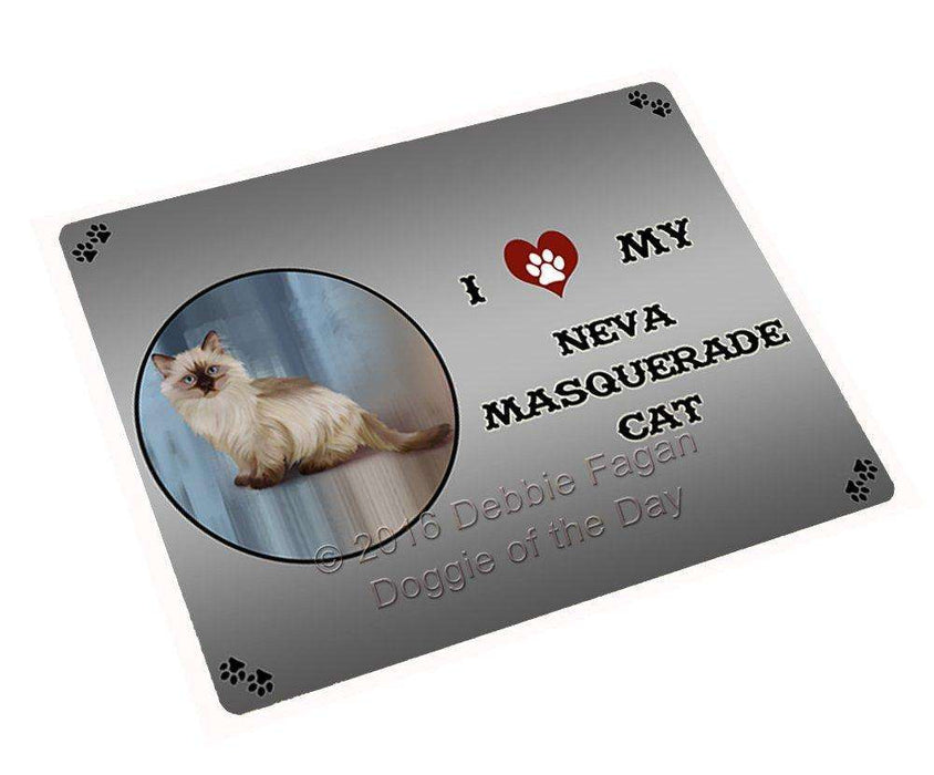 I Love My Neva Masquerade Cat Tempered Cutting Board