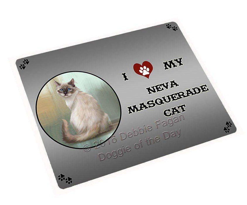 I Love My Neva Masquerade Cat Tempered Cutting Board