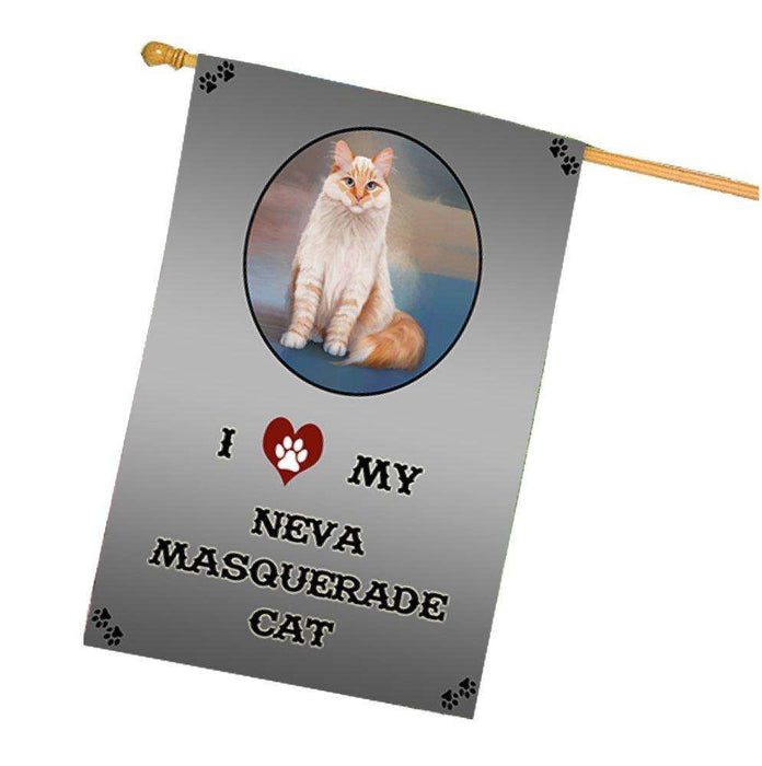 I Love My Neva Masquerade Red Siberian Cat House Flag