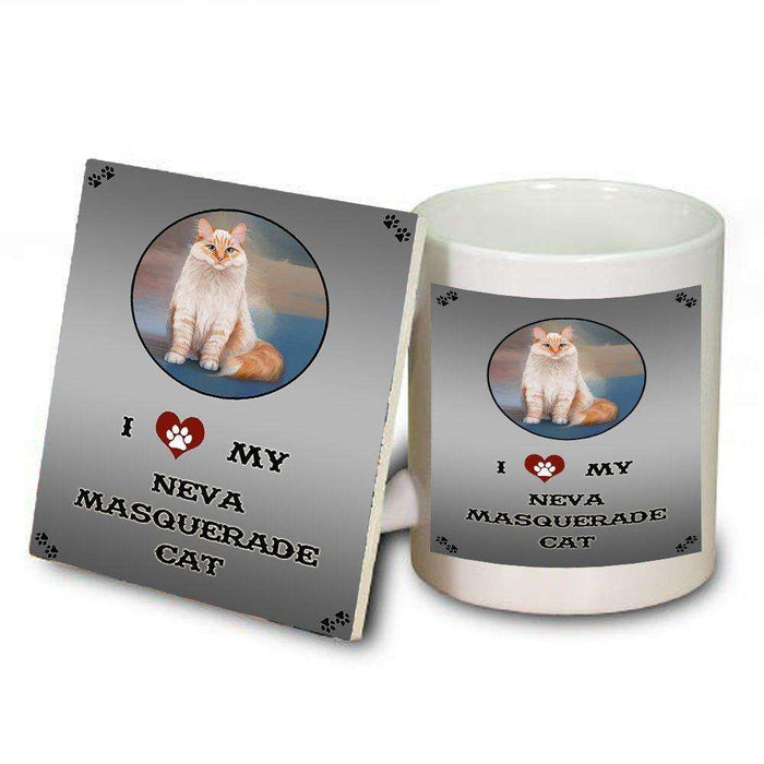 I Love My Neva Masquerade Red Siberian Cat Mug and Coaster Set