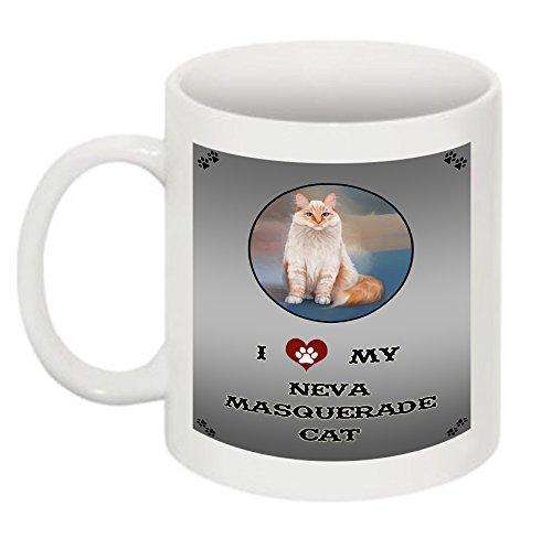 I Love My Neva Masquerade Red Siberian Cat Mug