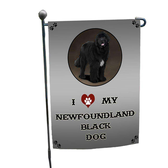 I Love My Newfoundland Black Dog Garden Flag