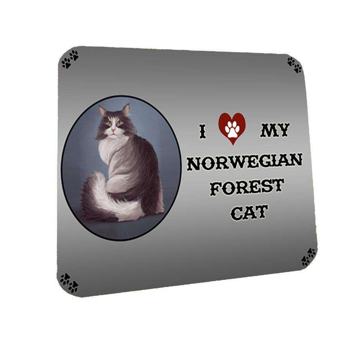 I Love My Norwegian Forest Cat Coasters Set of 4