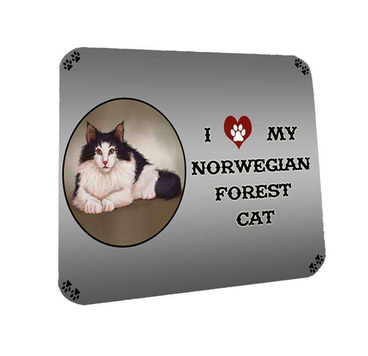 I Love My Norwegian Forest Cat Coasters Set of 4