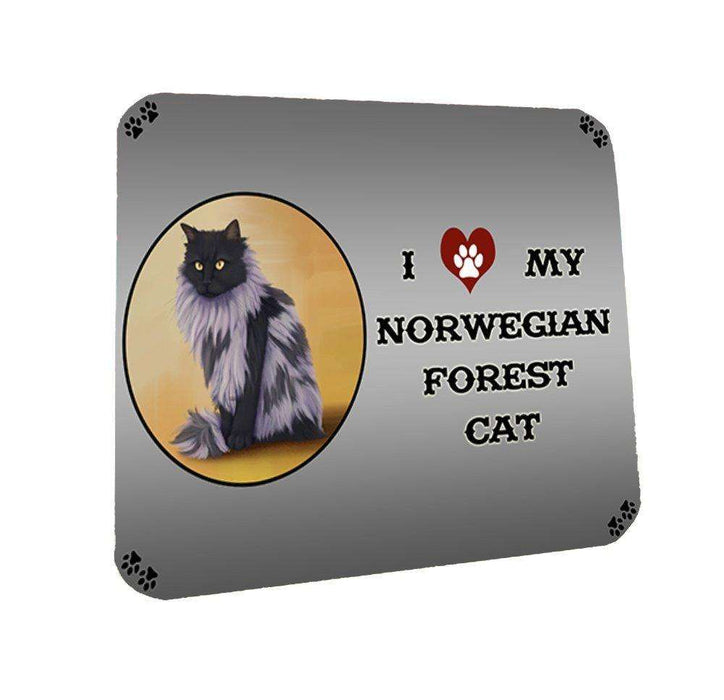 I Love My Norwegian Forest Cat Coasters Set of 4