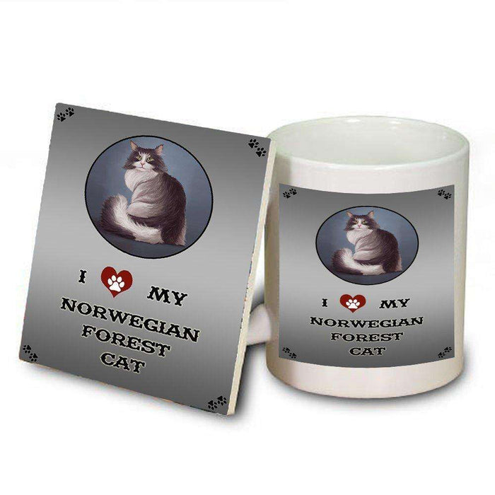 I Love My Norwegian Forest Cat Mug and Coaster Set