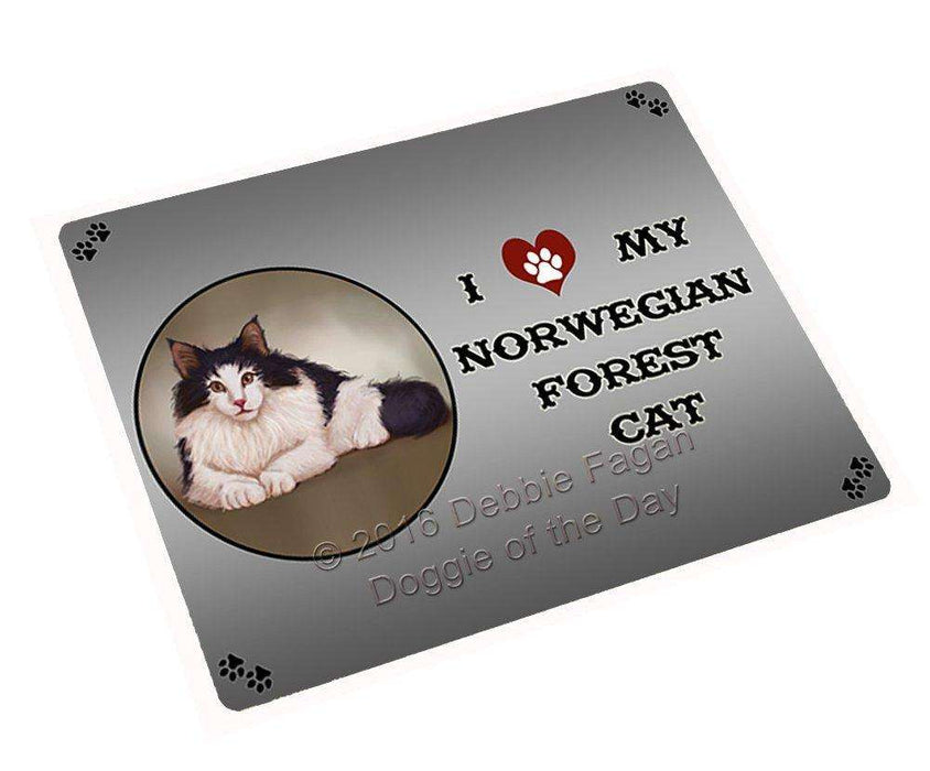 I Love My Norwegian Forest Cat Tempered Cutting Board