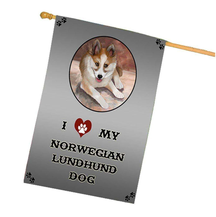 I Love My Norwegian Lundhund Dog House Flag