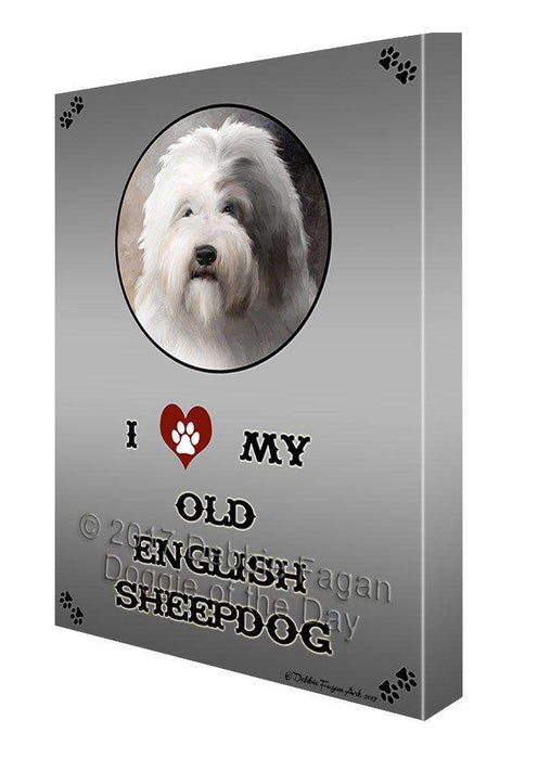 I Love My Old English Sheep Dog Canvas Wall Art D195