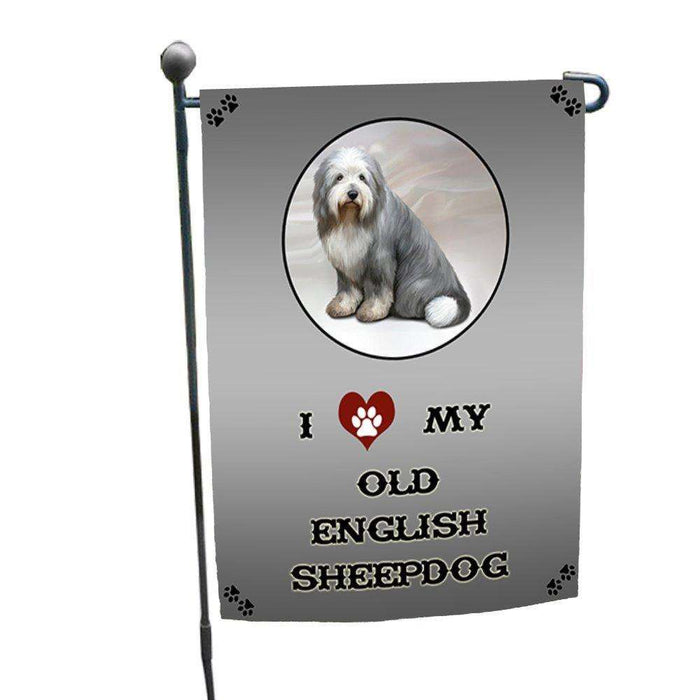 I Love My Old English Sheep Dog Garden Flag