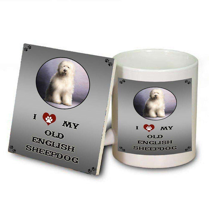 I Love My Old English Sheep Dog Mug and Coaster Set