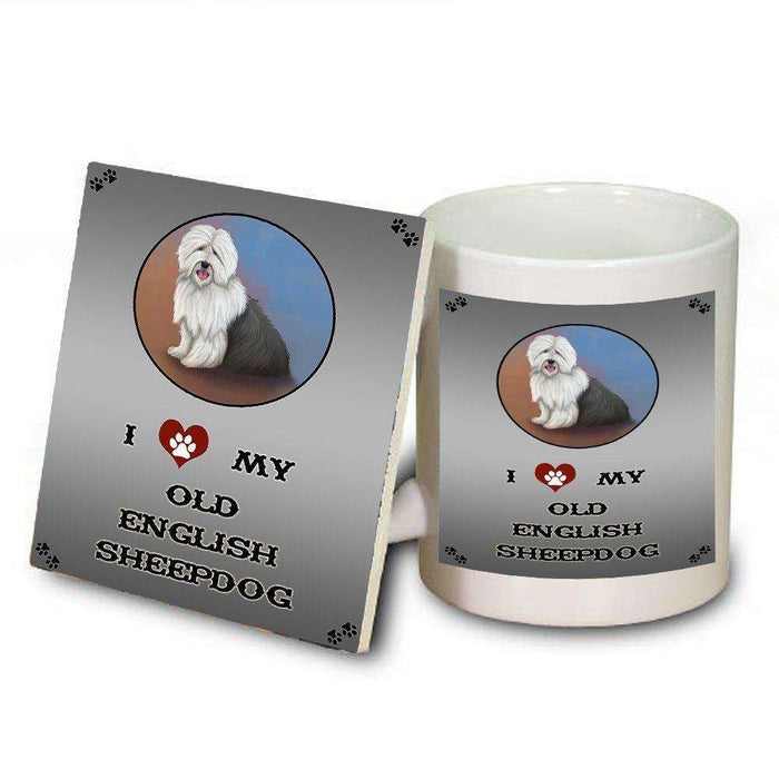 I Love My Old English Sheep Dog Mug and Coaster Set