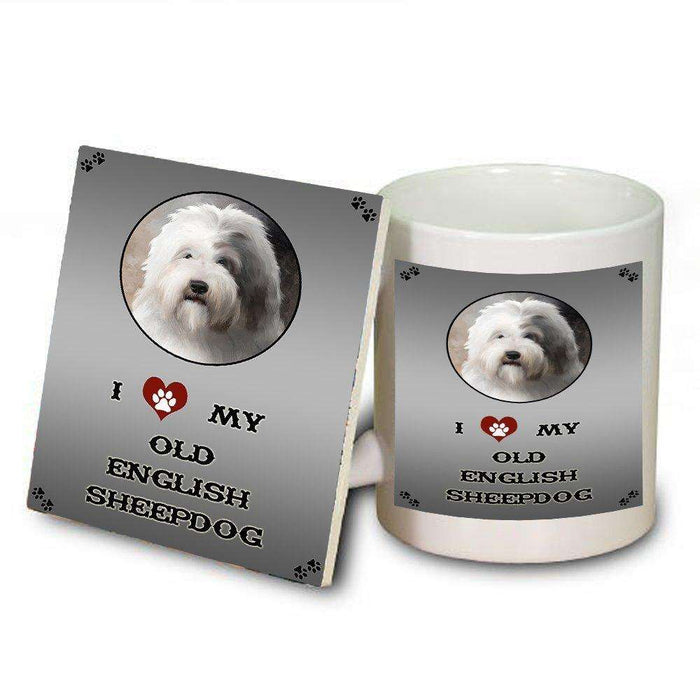 I Love My Old English Sheep Dog Mug and Coaster Set