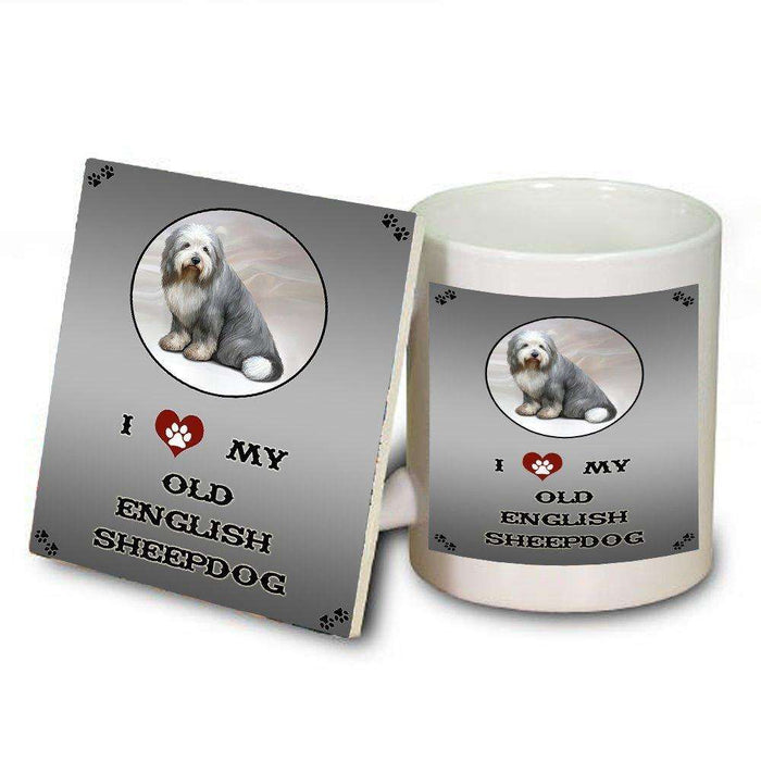 I Love My Old English Sheep Dog Mug and Coaster Set