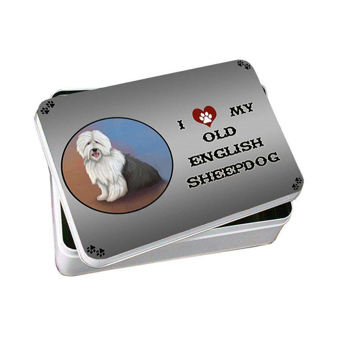 I Love My Old English Sheep Dog Photo Storage Tin