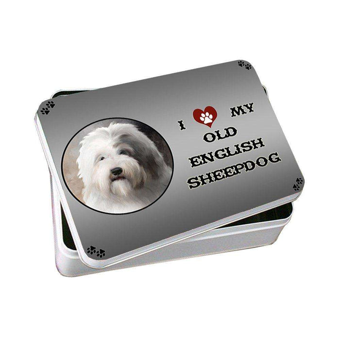 I Love My Old English Sheep Dog Photo Storage Tin