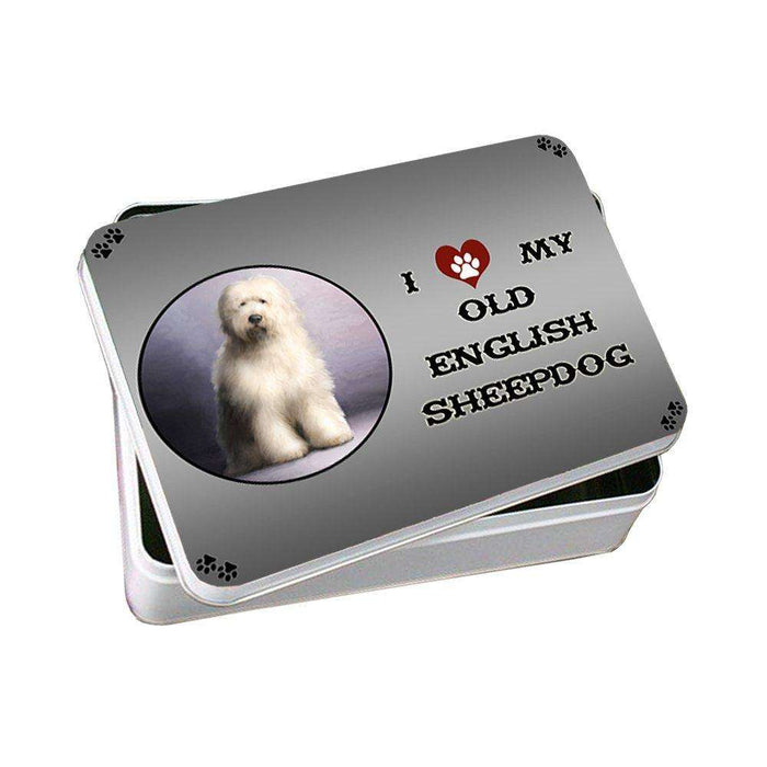 I Love My Old English Sheep Dog Photo Storage Tin