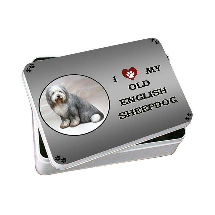 I Love My Old English Sheep Dog Photo Storage Tin