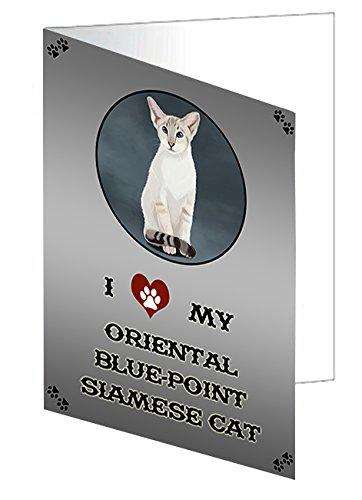 I Love My Oriental Blue Point Siamese Cat Handmade Artwork Assorted Pets Greeting Cards and Note Cards with Envelopes for All Occasions and Holiday Seasons