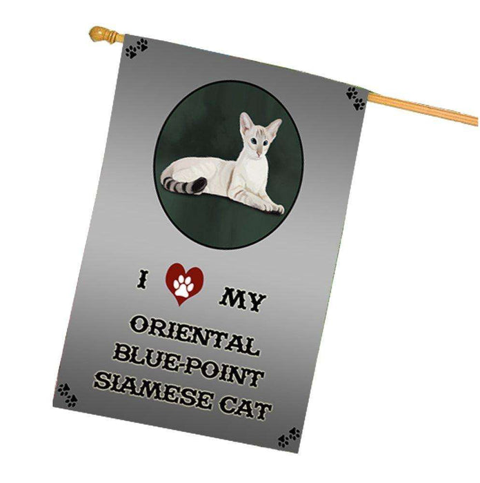 I Love My Oriental Blue Point Siamese Cat House Flag