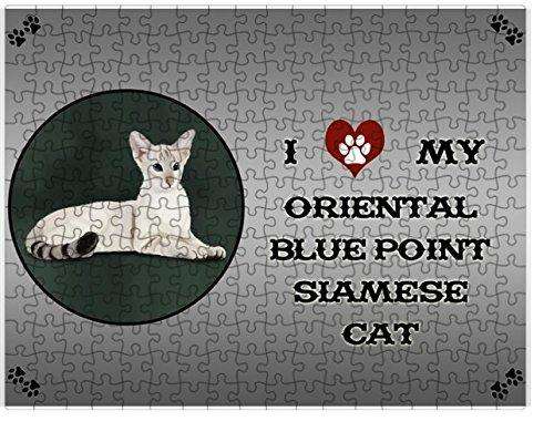 I Love My Oriental Blue Point Siamese Cat Puzzle with Photo Tin