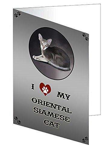 I Love My Oriental Siamese Cat Handmade Artwork Assorted Pets Greeting Cards and Note Cards with Envelopes for All Occasions and Holiday Seasons